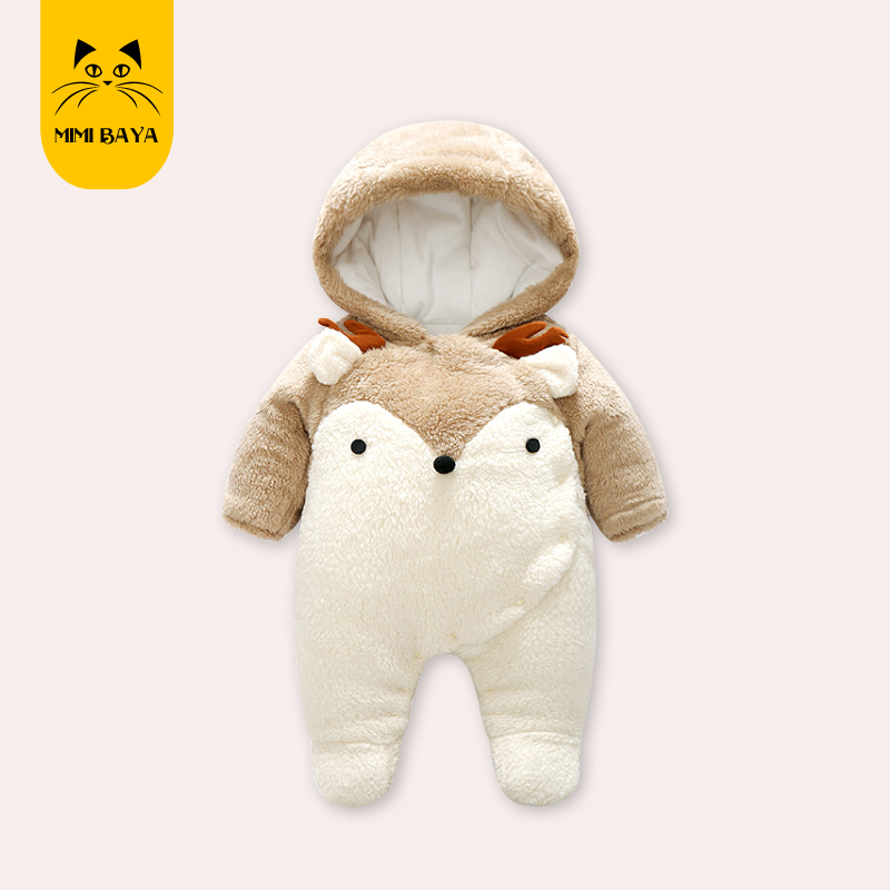 可爱连体衣服婴儿夹棉加厚抱被