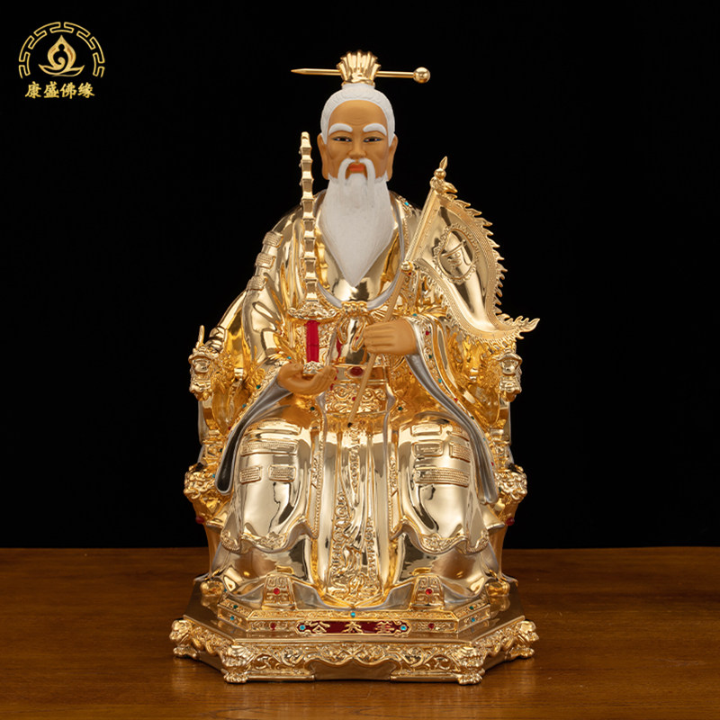 姜子牙神像著金嵌钻铜像