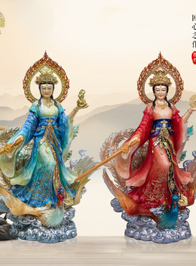 踏凤九天玄女神像汉白玉供奉摆件