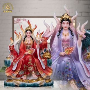 九尾娘娘神像九尾狐汉白玉姑娘青丘女帝红狐白狐真身家用供奉摆件