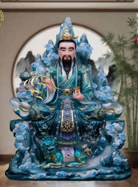 九头狮太乙真人汉白玉彩绘神像