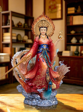 踏凤九天玄女神像供奉摆件