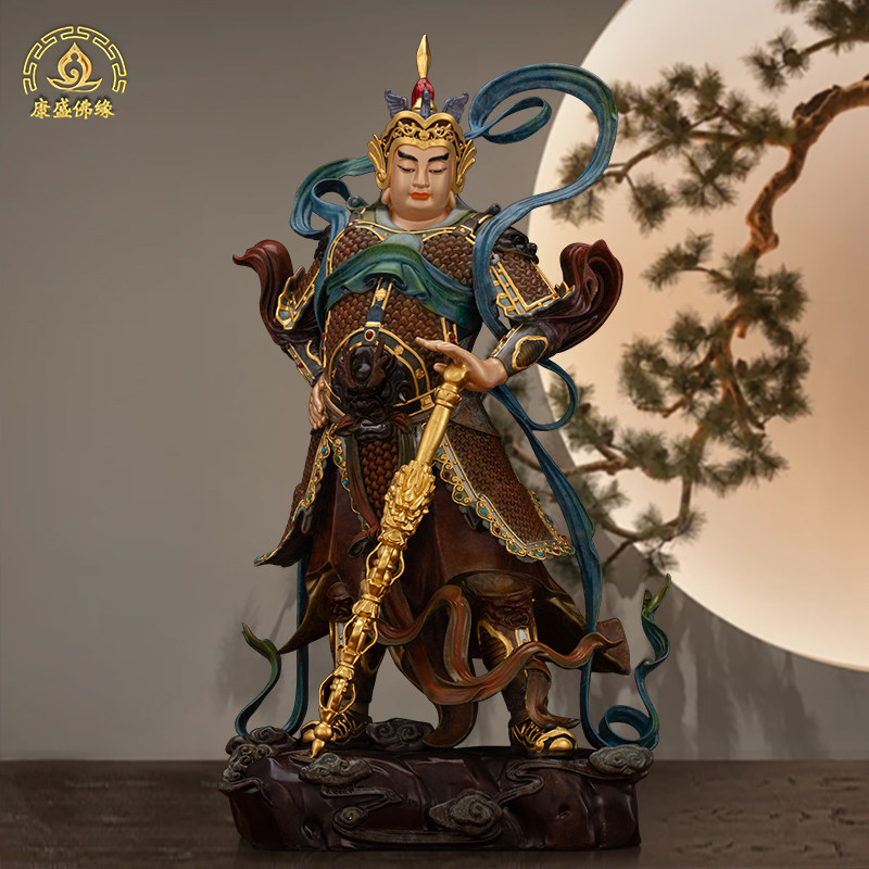 韦陀菩萨关公纯铜左右护法神像伽蓝韦驮佛像家用供奉热着色摆件