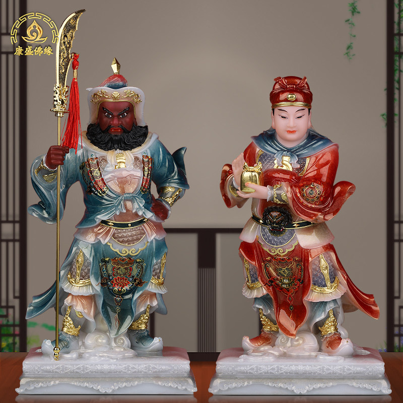 周仓关平将军汉白玉护法