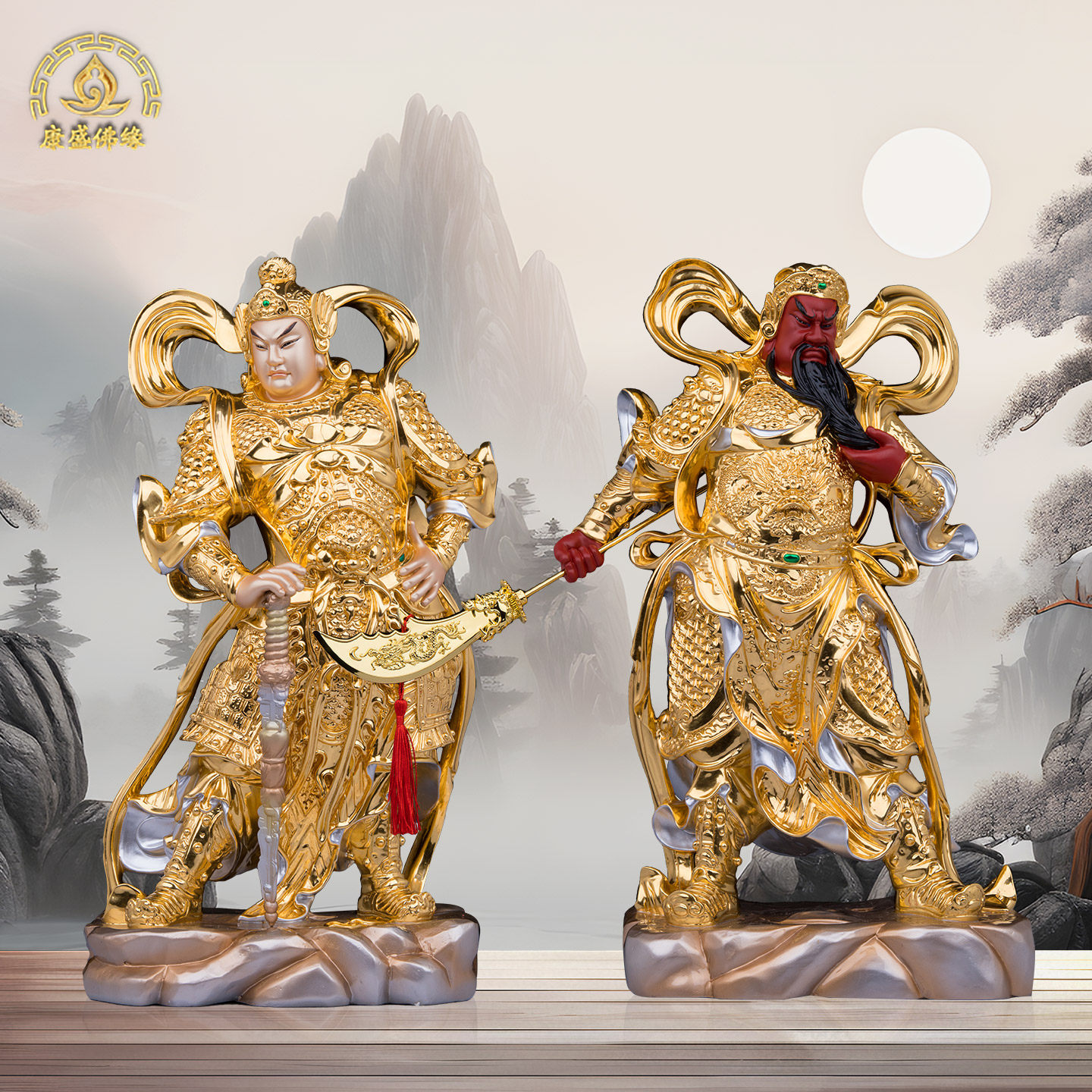 伽蓝韦陀菩萨神像韦驮神像护法关公摆件寺庙家用供奉铜叠染工艺像