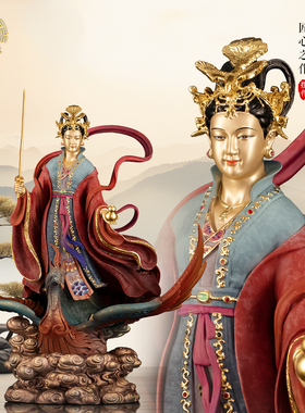 康盛佛缘九天玄女珐琅彩神像摆件