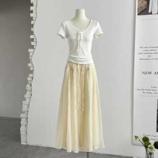 im向 云朵裤~慵懒垂坠感裙裤女夏木耳边捏褶休闲裤宽松显瘦阔腿裤