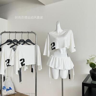 韩好甜WARDEN EDGE 白色A字花苞裙女夏小个子宽松显瘦低腰半身裙