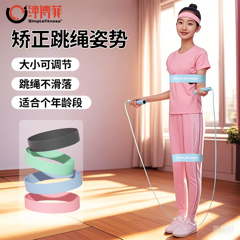 跳绳弹力带学生绑带固定手臂绑腿跳绳辅助手腕摇绳跳绳姿势辅助器