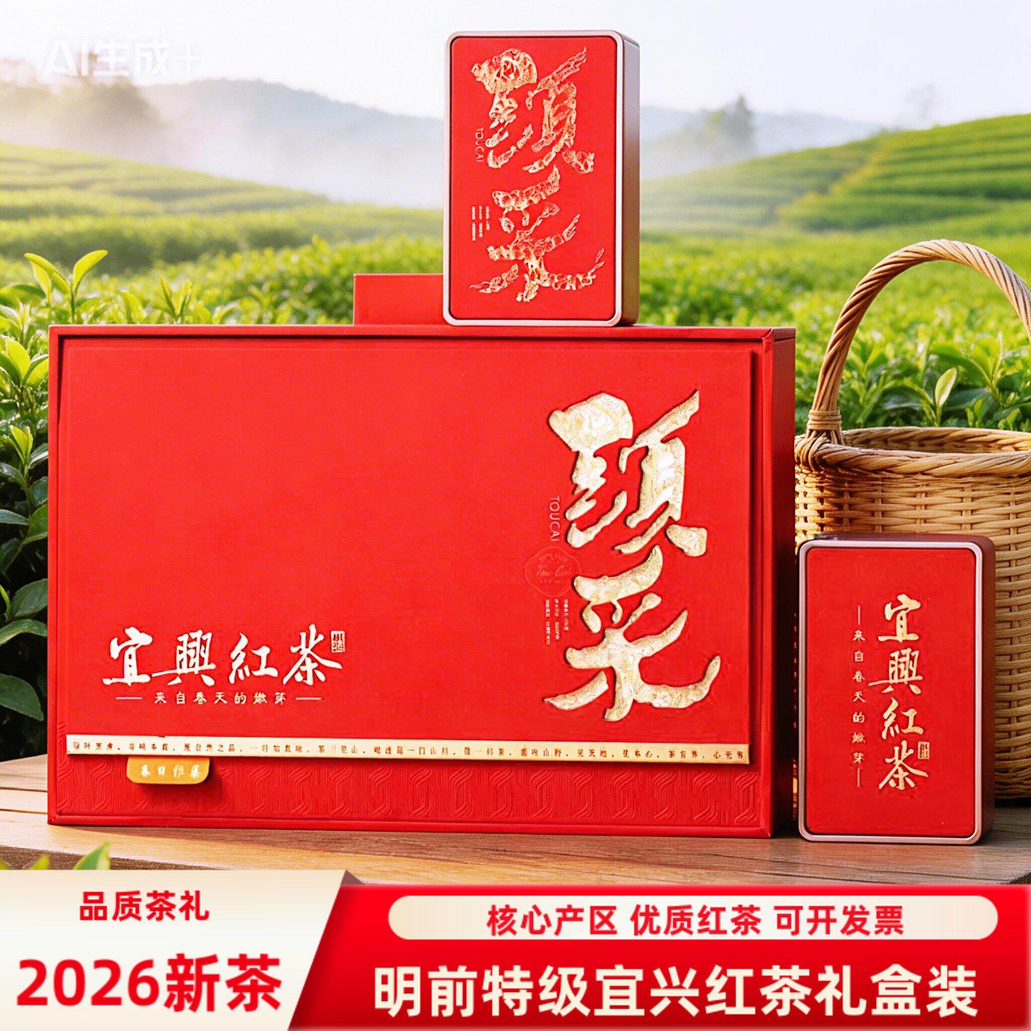 2026新茶花果香明前阳羡宜兴红茶特级礼盒装250g商务节日送礼包邮