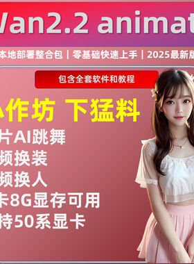 AI视频软件 AI视频换装换人  动漫图片跳舞 animate 制作器wan2.2