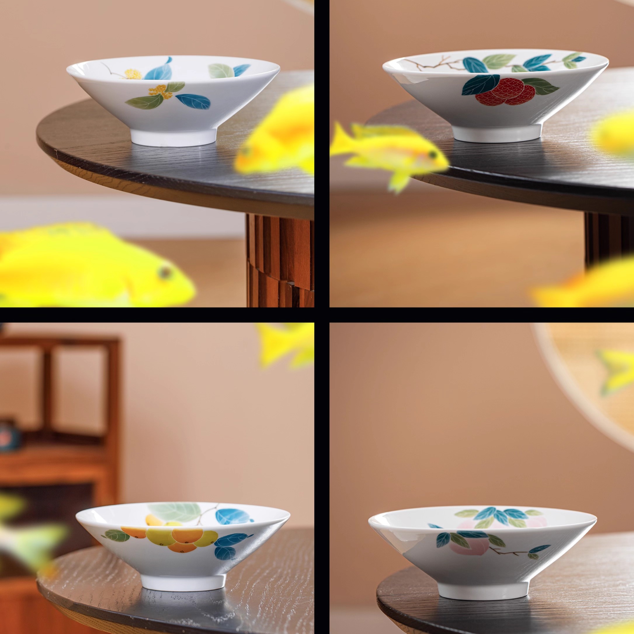 景德镇陶瓷碗家用釉下彩手绘水果图米饭碗汤碗面碗