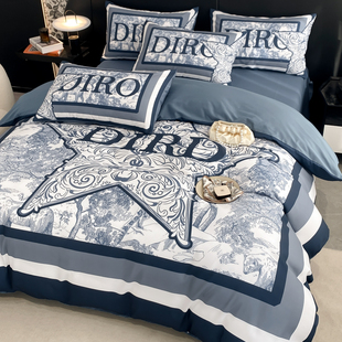 纯棉全棉四件套AB版轻奢潮牌风四季通用高档床上用品床单被套被罩