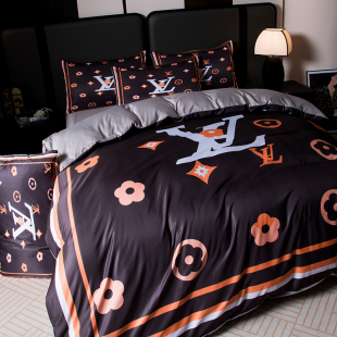 美式 床上用品 轻奢夏天冰丝四件套60支天丝裸睡被罩双人1.8m床笠式