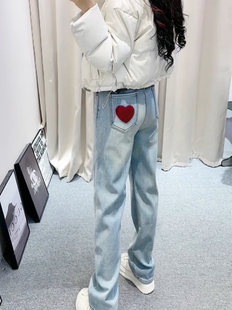 早春款 窄版 阔腿裤 高腰牛仔裤 胖mm显瘦直筒裤 2024年新款 大码 子 女裤