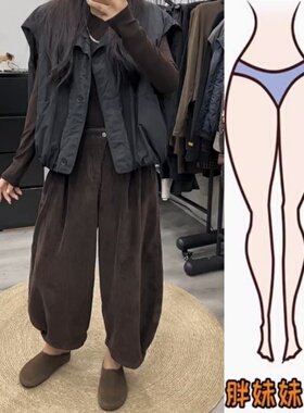 洋气灯芯绒哈伦休闲裤女2005年秋季新款高腰显瘦九分奶奶裤