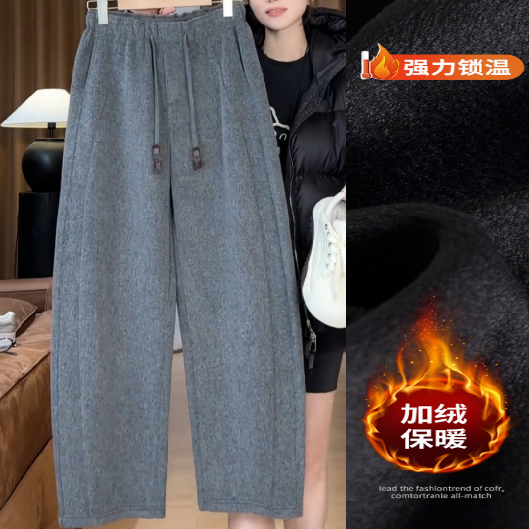 景倩妮今年流行弯刀休闲裤2024年秋冬加绒梨形高腰显瘦百搭阔腿裤,女装/女士精品,大码裤装,淘宝优惠券,粉丝福利购,淘宝优惠卷