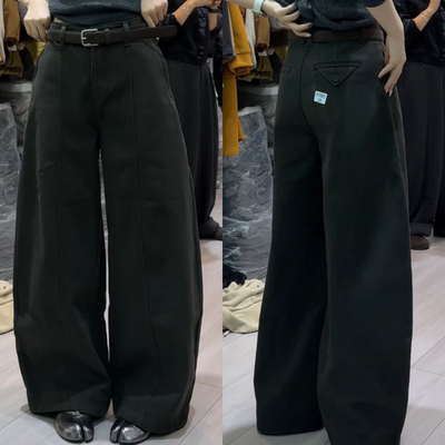 韩系高级感加绒显瘦弯刀休闲裤