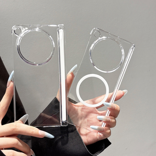 适用OPPO Find N6透明手机壳双中轴磁吸保护全包findn6新款折叠屏硬壳保护套简约高颜值防摔超薄后壳带磁圈