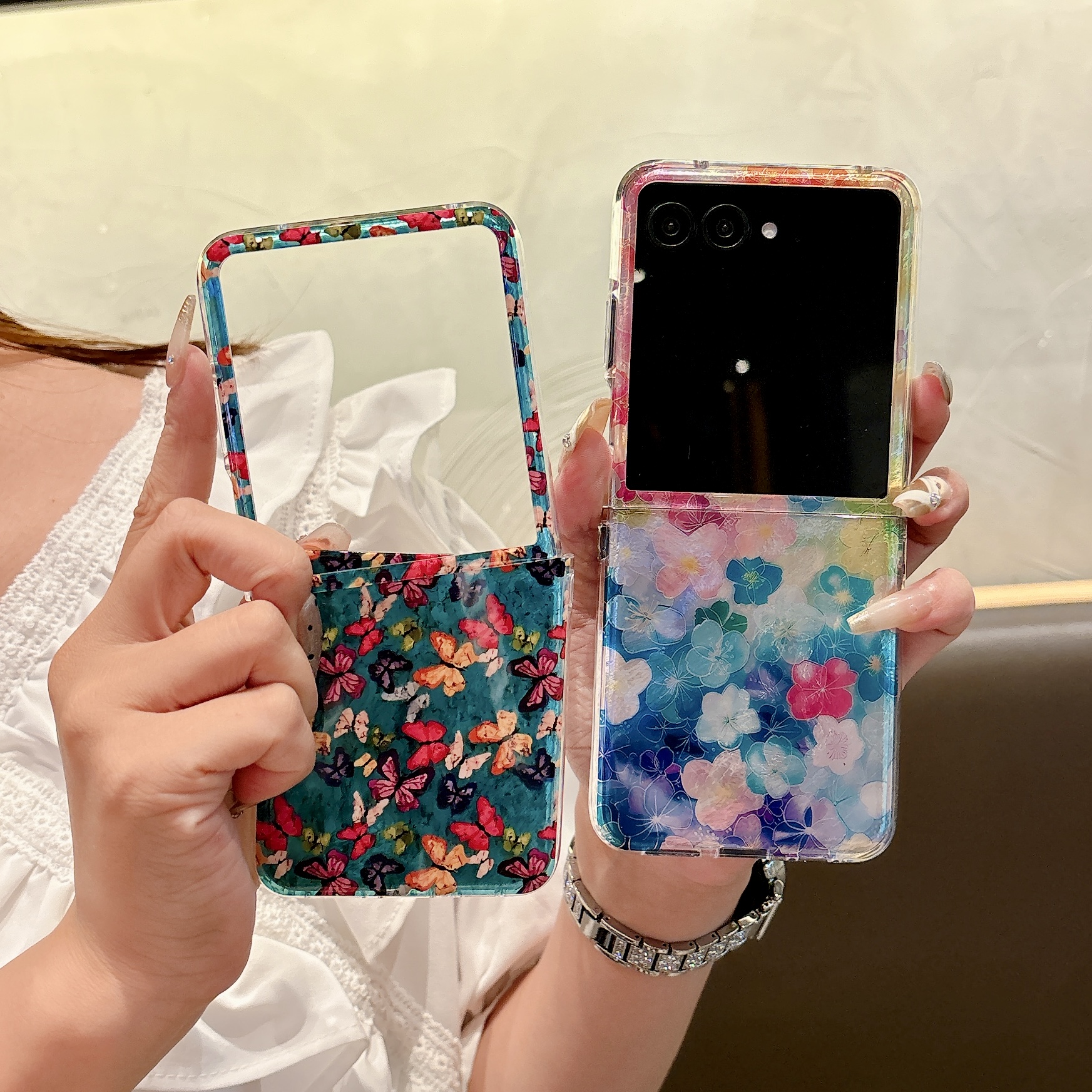 彩色花朵蝴蝶适用摩托罗拉手机壳