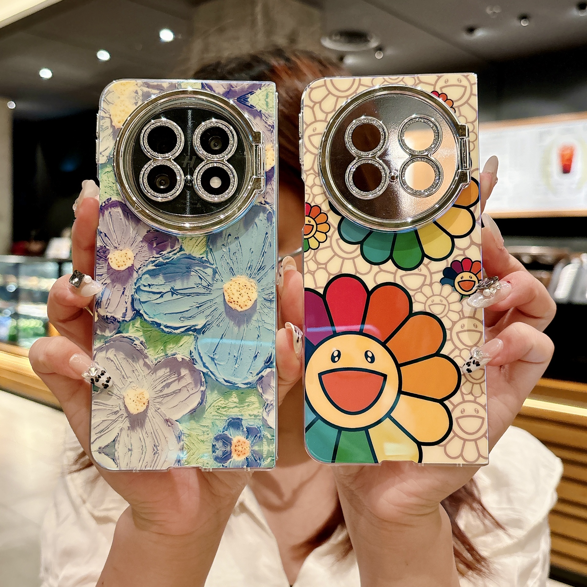 蓝光油画花OPPOFindN5手机壳