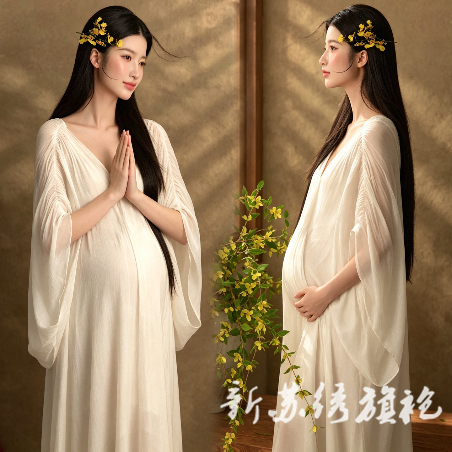 依媚坊中式复古禅意孕妇写真服