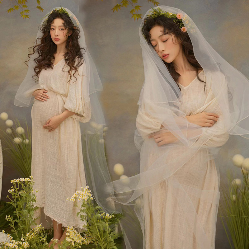 依媚坊油画风连衣裙孕妇装摄影