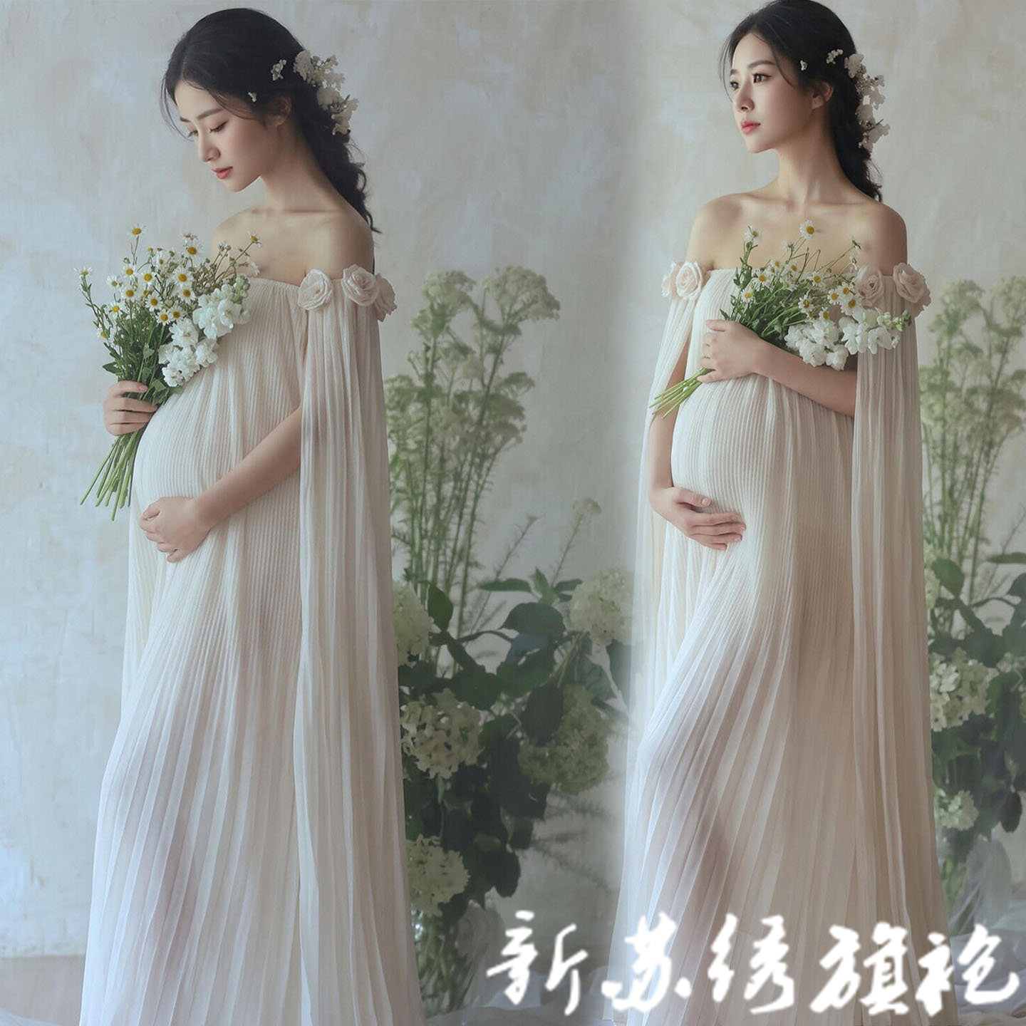法式复古孕妇写真礼服