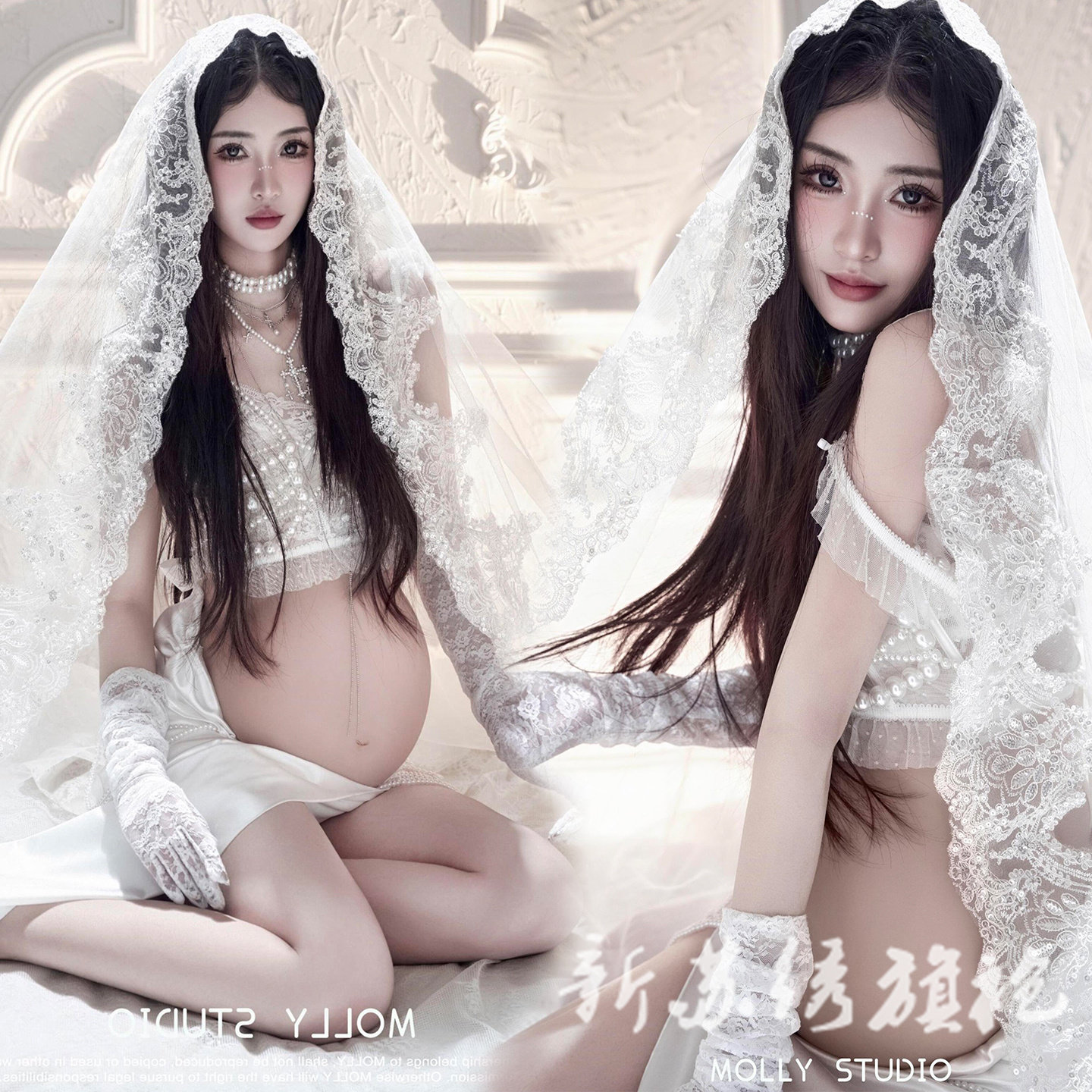 依媚坊法式纯欲蕾丝孕妇摄影服