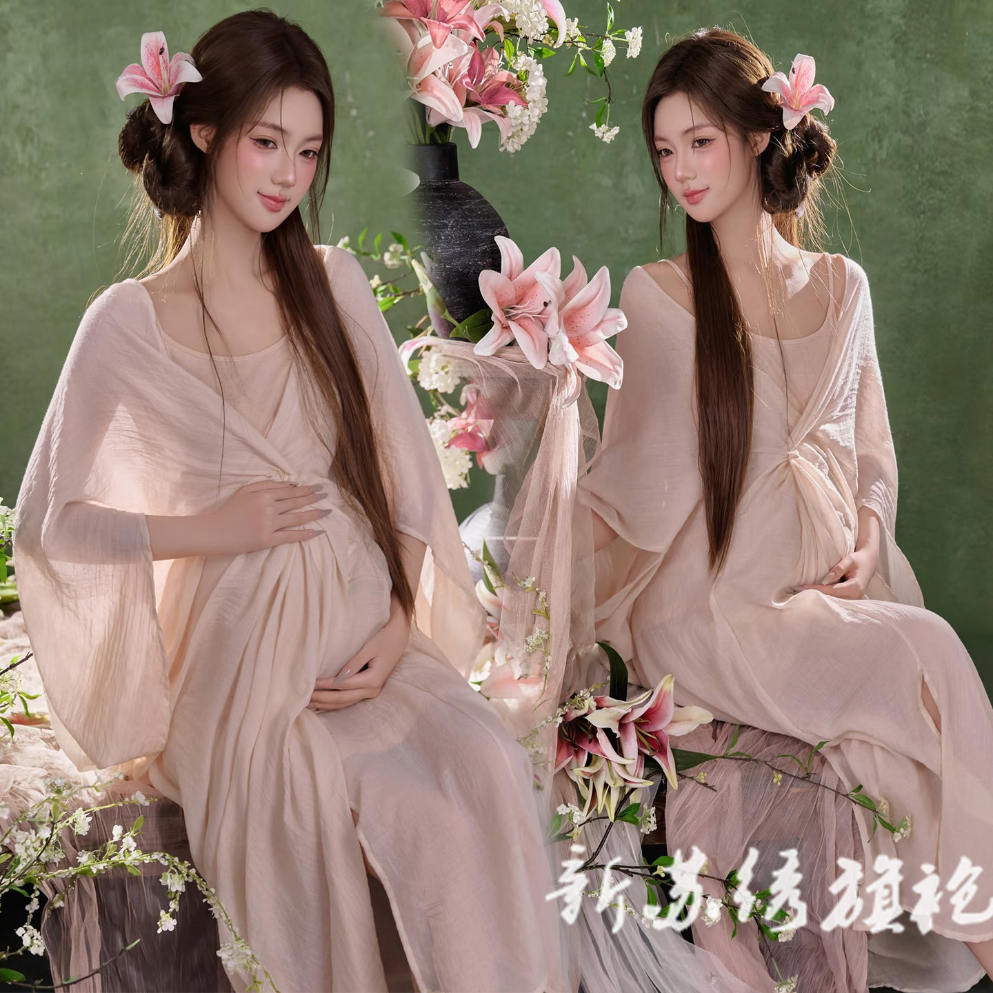 影楼新款春日主题法式复古唯美高级感连衣裙超仙氛围艺术照摄影服