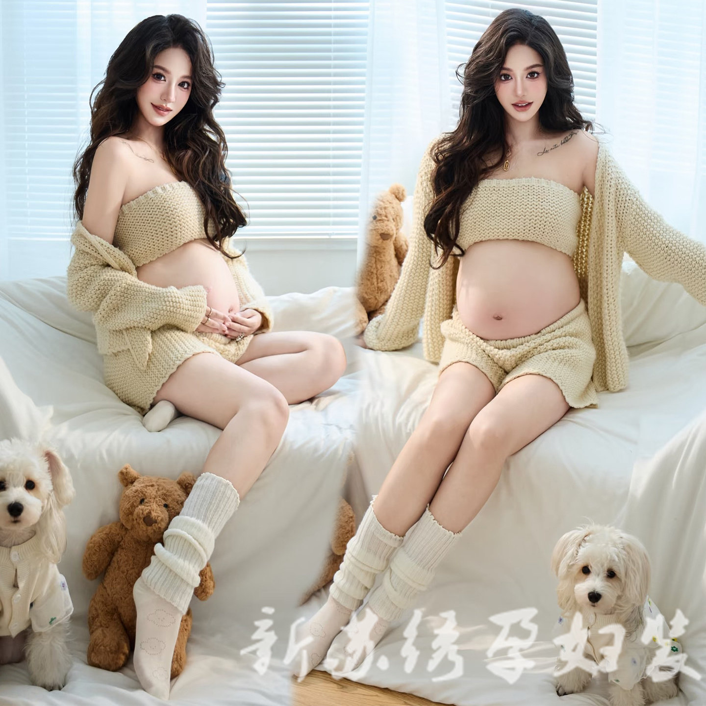 韩系唯美慵懒风粗线毛衣艺术照