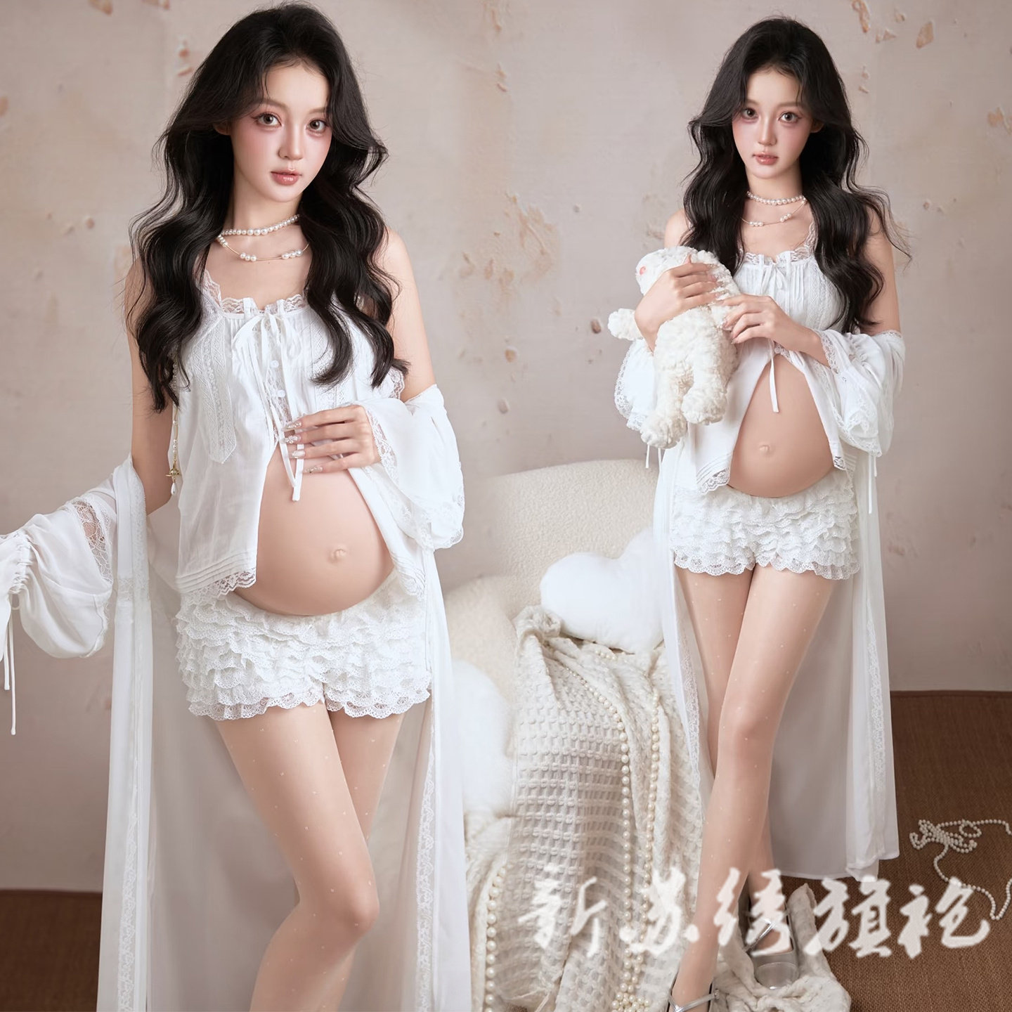依媚坊法式蕾丝孕妇写真服