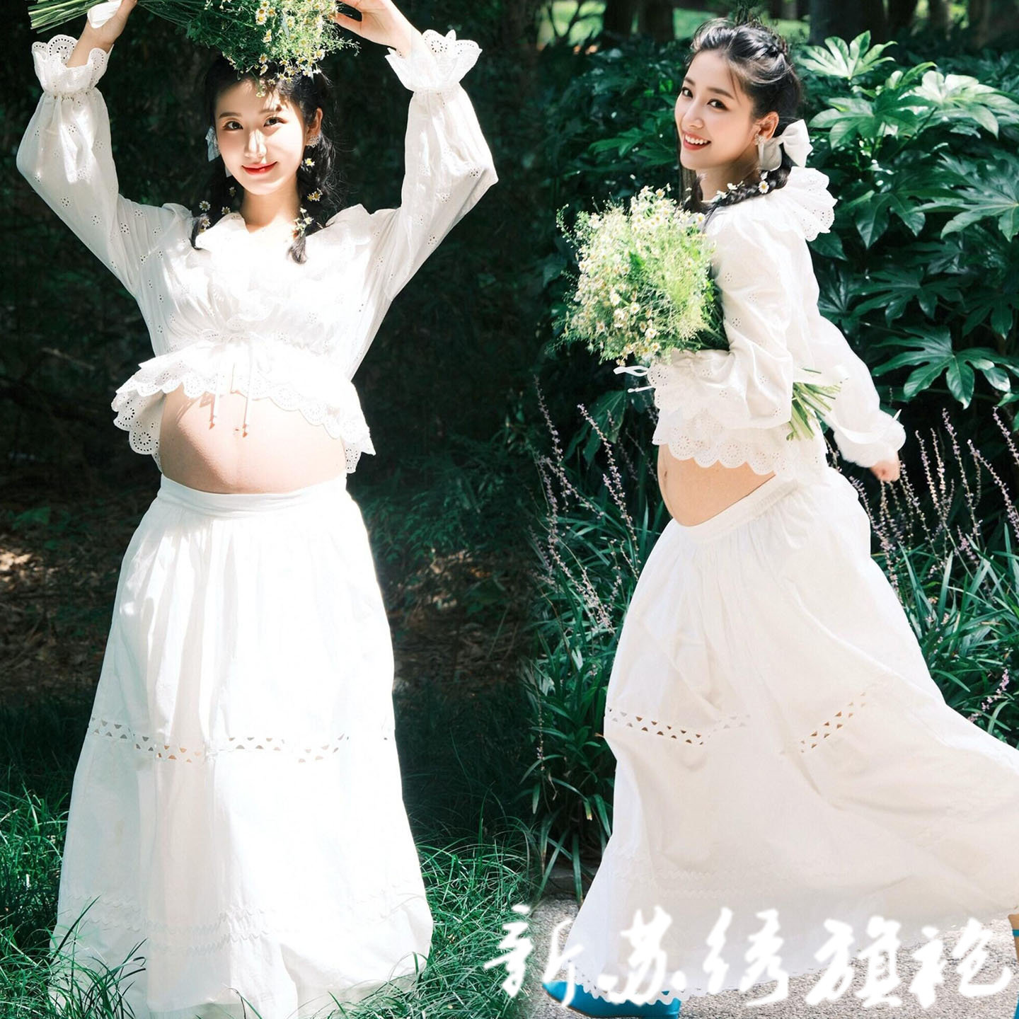 孕妇法式蕾丝拍照连衣裙