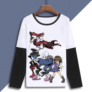传说之下 undertale 骷髅兄弟 游戏周边男女长袖t恤动漫衣服秋季