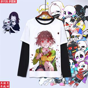 传说之下游戏动漫衣服 undertale 骷髅兄弟周边长袖t恤男女学生