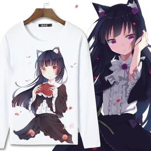 我的妹妹不可能那么可爱五更琉璃黑猫周边长袖T恤二次元动漫衣服t