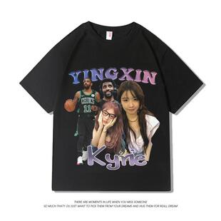 100%纯棉美式复古nba-球星欧文&蛇姐短袖t恤男宽松休闲潮牌打