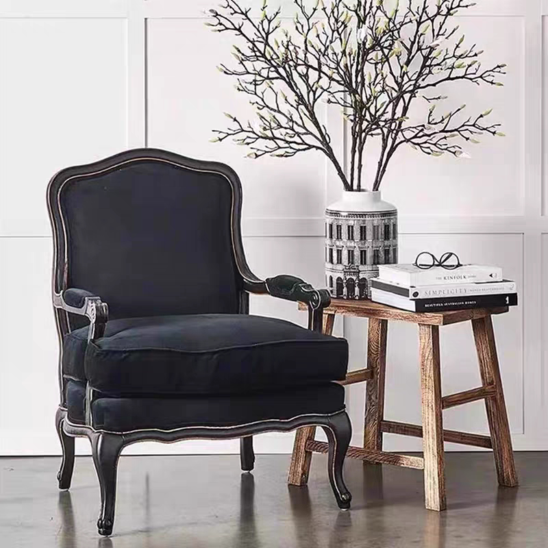 美式乡村老虎椅法式复古休闲沙发椅美甲美容院婚纱影楼会客单椅