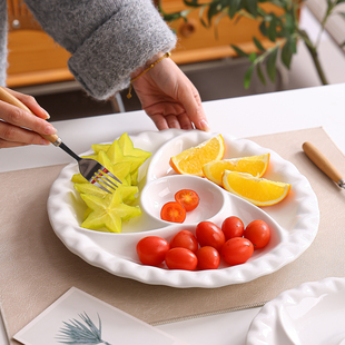 风车盘多格分格蒸盘家用陶瓷盘子分隔餐盘家用商用陶瓷早餐盘餐具