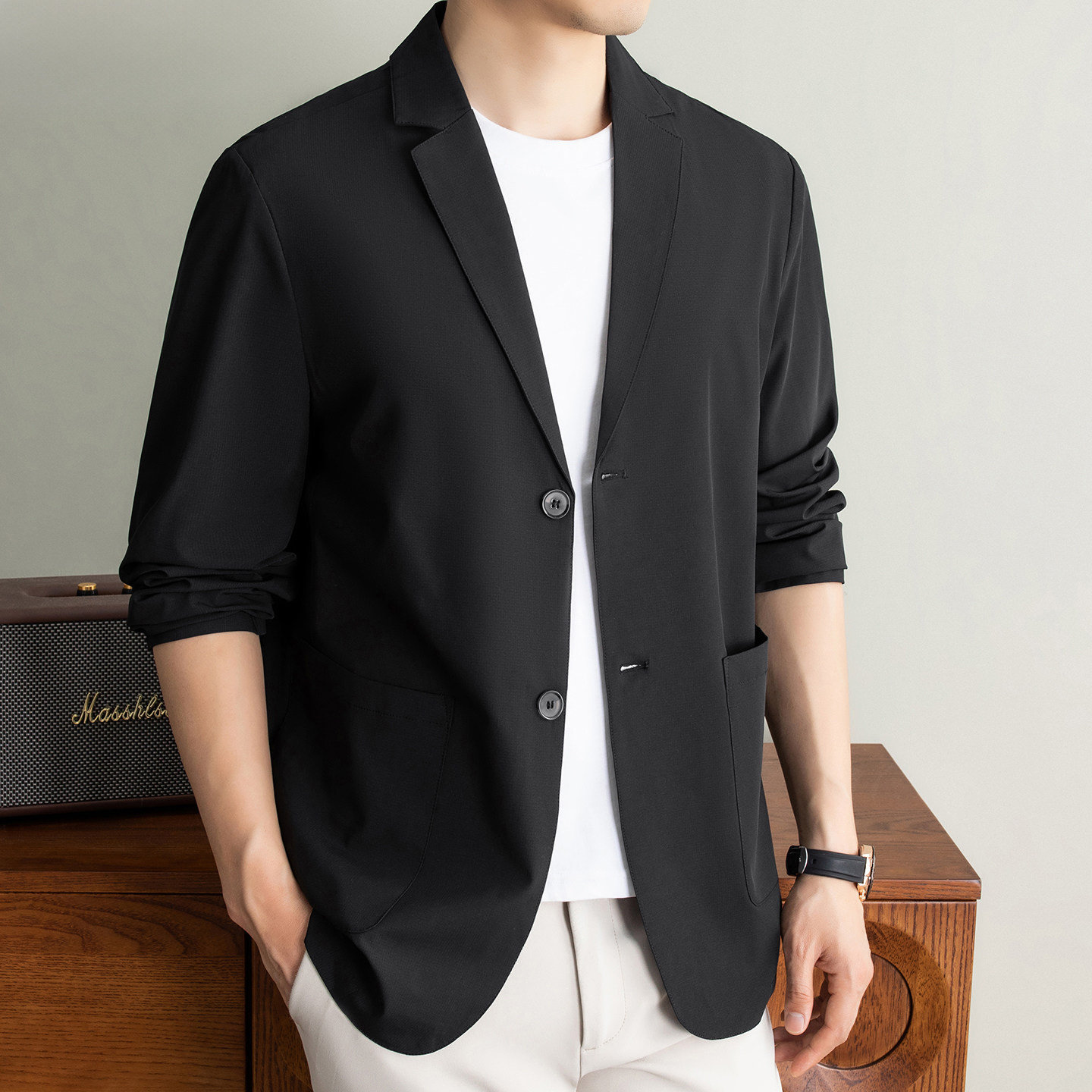 休闲西服男2026夏季薄款高端单西外套中年商务男士防晒长袖西装