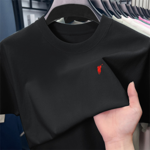 短袖 休闲圆领宽松纯棉男装 T恤男夏季 时尚 新款 高端刺绣外贸微扩版