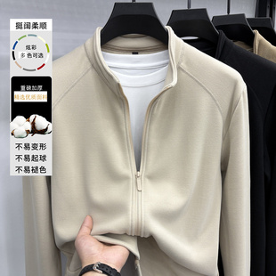 奥莱撤柜2025秋冬男士立领羊绒外套开衫夹克休闲拉链双面绒卫衣