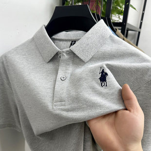 （下摆开叉）棉保罗POLO衫短袖男士纯色小马标刺绣翻领T恤男