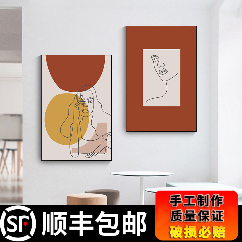 几何抽象装饰图案壁画客厅挂画电表箱装饰画轻奢高级感线条简约画图片