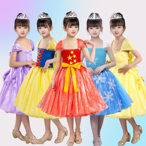 六一创意环保服装儿童时装秀爱莎贝儿白雪公主亲子走秀公主裙表演