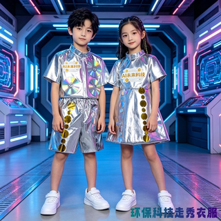 未来科技环保服装儿童时装秀AI科技机器人主题科技风主题环保服装
