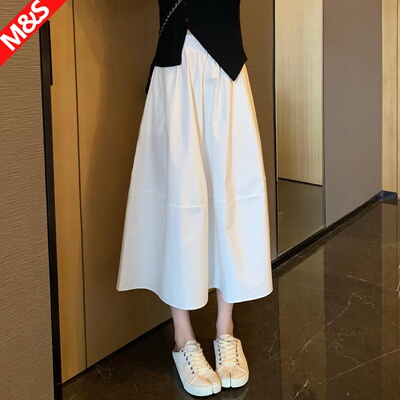 白色半身裙长裙伞裙女2026春新款小个子白裙花苞a字夏巨好看裙子