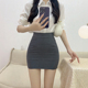 灰色短裙女夏半身裙2025新款 高腰紧身包臀百搭OL职业弹力一步裙黑