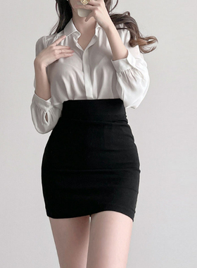 黑色ol职业一步裙短款半身裙女2024高腰紧身性感百搭工装包臀裙秋