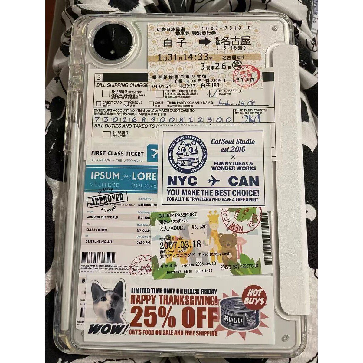 DIY登机牌贴纸华为MatePad Pro12.2保护套适用2025亚克力Air12华为matepad Pro11/10.8防弯11.5高透明10.4